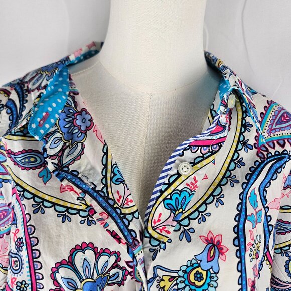 Talbots Plus Size 2X Blossom Paisley Shirt Button-Front Flip Cuff Collar - Picture 4 of 13